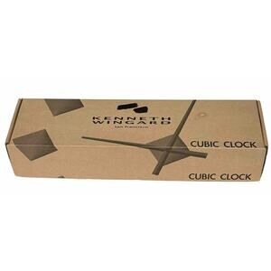 Vintage MCM Kenneth Wingard Cubic Wall Clock Faux Wood Grain Silver Hands RARE